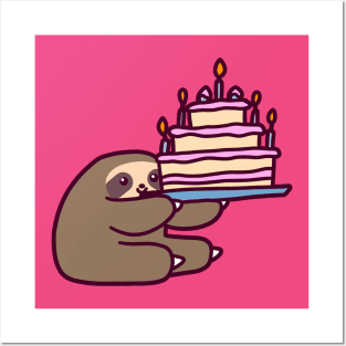Birthday cake Sloth Posters and Art